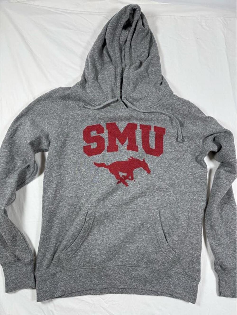 REDSHIRT Gray SMU Hoodie with Red Mustangs Logo Medium